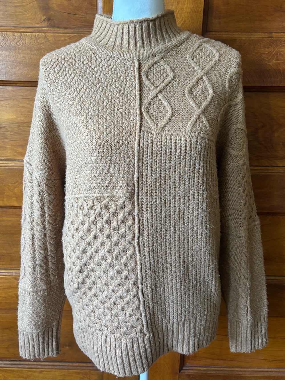 American Eagle Cozy Cable-Knit Mock Neck Sweater